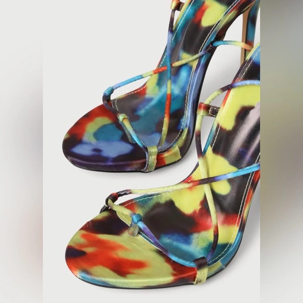 Lulus Smooth Satin Multicolored Heels - Picture 5 of 5